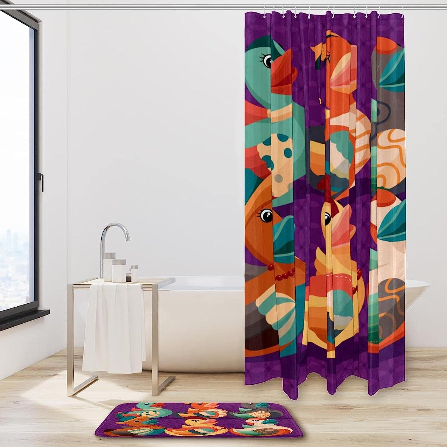 Cute Duck Shower Curtain - Playful Animal Bathroom Decor for Kids Bathroom