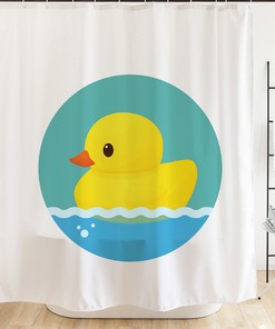 Cute Duck Shower Curtain for Kids Bathroom Decor Heavy Fabric Waterproof Washable