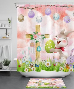 Cute Easter Bathroom Decor: Butterfly, Floral, And Rabbit Shower Curtain