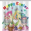Cute Easter Genome Shower Curtain with Funny Rabbit and Colorful Egg Design for Kids Bathroom