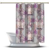 Cute Elephant And Flowers Purple Bathroom Shower Curtain With Waterproof Fabric