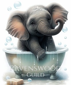 Cute Elephant Bath Print Printable Wall Art for Bathroom Decor