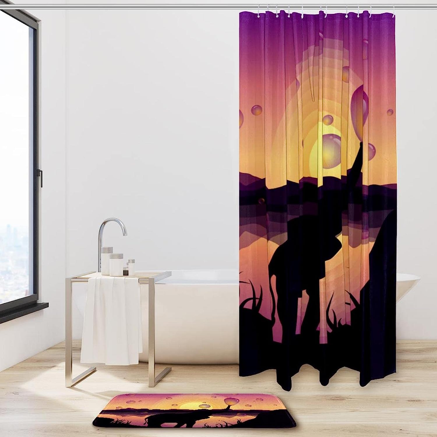 Cute Elephant Blowing Bubbles - Adorable Waterproof Shower Curtain - Image 2