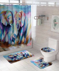 Cute Elephant Family Shower Curtain For Your Bathroom