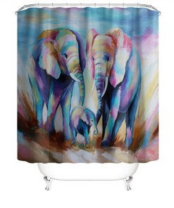 Cute Elephant Family Shower Curtain For Your Bathroom