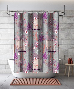 Cute Elephant Flowers Shower Curtain - Purple Bathroom Decor