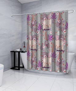 Cute Elephant Flowers Shower Curtain - Purple Bathroom Decor