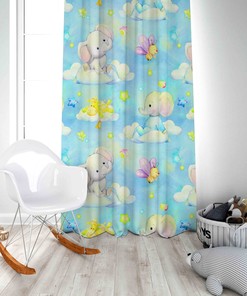 Cute Elephant Pattern Baby Room Kids Curtain Window