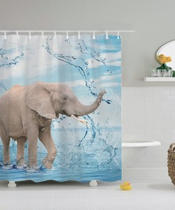 Cute Elephant Picture Decoration Shower Curtain For Animal Lovers 