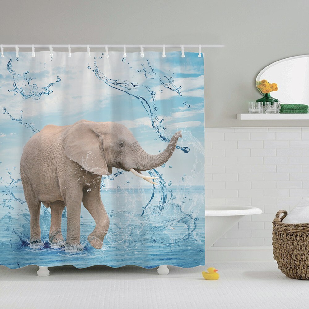 Cute Elephant Picture Decoration Shower Curtain For Animal Lovers