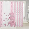 Cute Elephant Pink Stripe Print Shower Curtain for Kids Girls Teen Room Decoration