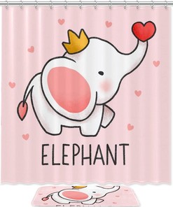 Cute Elephant Shower Curtain - Cartoon Style Bathroom Decor