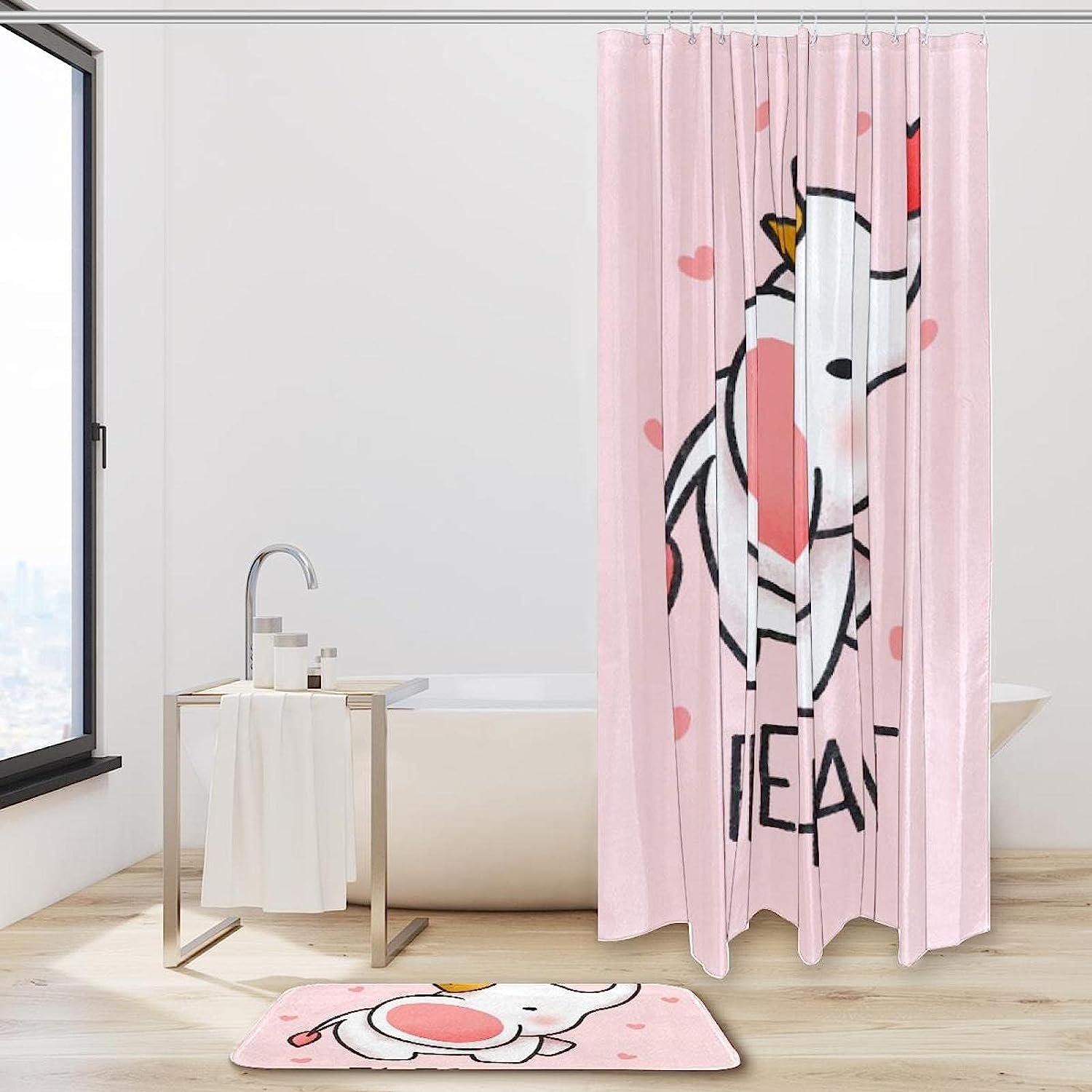 Cute Elephant Shower Curtain - Cartoon Style Bathroom Decor - Image 2