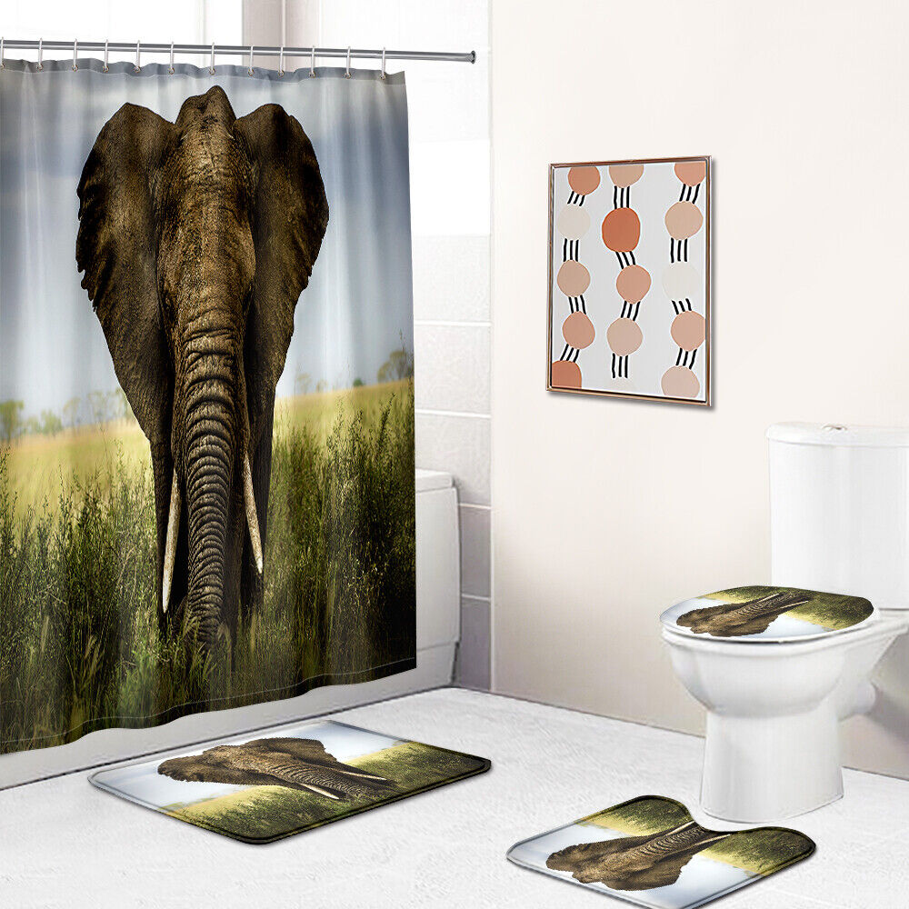 Cute Elephant Shower Curtain With Animal Print Design For Your Bathroom