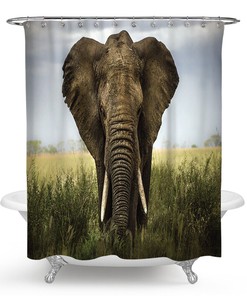 Cute Elephant Shower Curtain With Animal Print Design For Your Bathroom