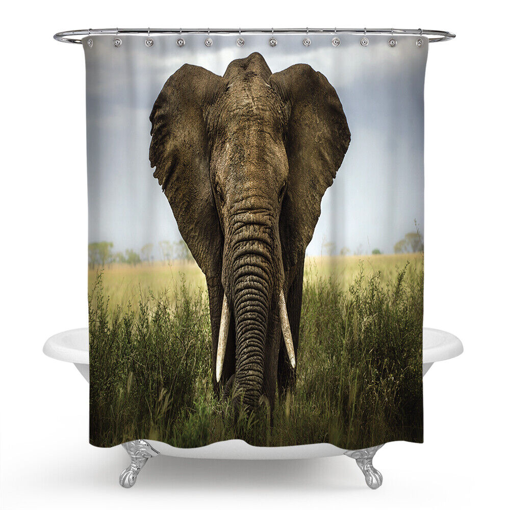 Cute Elephant Shower Curtain With Animal Print Design For Your Bathroom