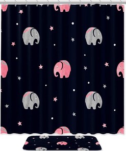 Cute Elephant Waterfall Waterproof Shower Curtain For Animal Lovers Bathroom Decor
