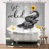 Cute Elephant and Duck Bubble Art Printed Waterproof Fabric Shower Curtain for Kids Bathroom Decor