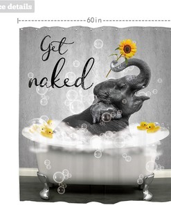 Cute Elephant and Duck Bubble Art Printed Waterproof Fabric Shower Curtain for Kids Bathroom Decor