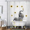 Cute Elephant and Sunflower Print Shower Curtain, Gray Modern Artwork for Kids Bathroom Decor by VeiVian