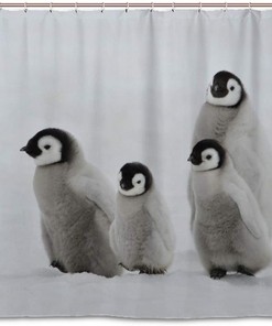 Cute Emperor Penguins Printed Waterproof Fabric Shower Curtain for Kids Bathroom Decor