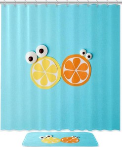 Cute Eyes Fruit Shower Curtain for Summer Bathroom 