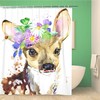 Cute Fawn Deer with Watercolor Forest Animals Artistic Style Shower Curtain, Waterproof Bathroom Decor Curtain