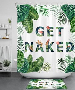 Cute Flamingo Illustration Curtain