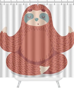 Cute Floral Brown Sloth Shower Curtain For A Relaxing Bathroom