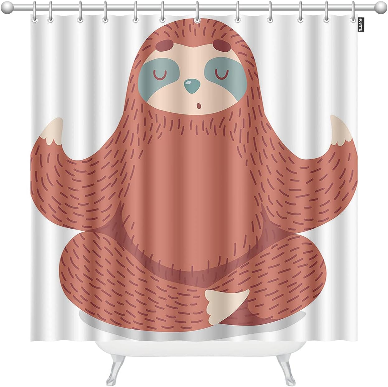 Cute Floral Brown Sloth Shower Curtain For A Relaxing Bathroom