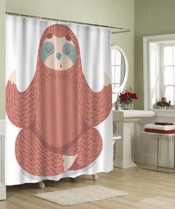 Cute Floral Brown Sloth Shower Curtain For A Relaxing Bathroom
