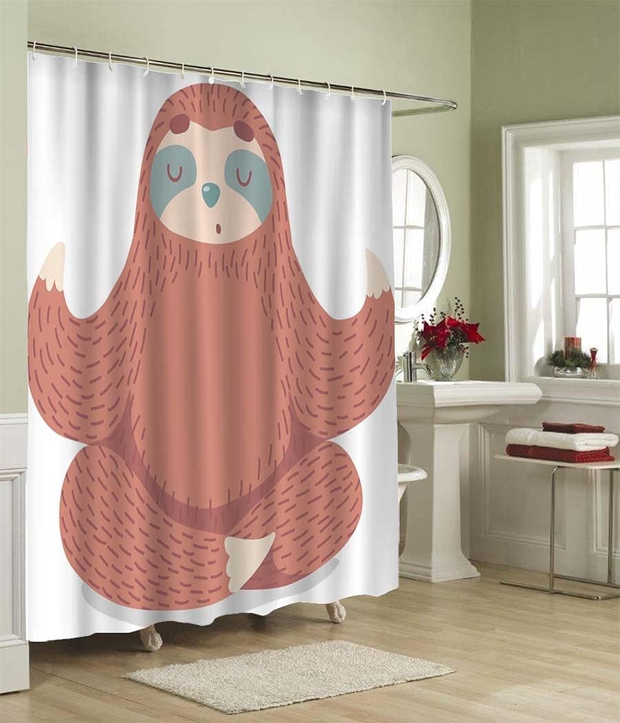 Cute Floral Brown Sloth Shower Curtain For A Relaxing Bathroom