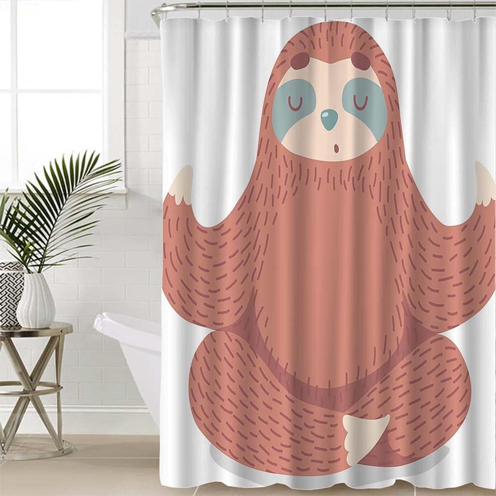 Cute Floral Brown Sloth Shower Curtain For A Relaxing Bathroom