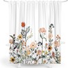 Cute Flower Shower Curtain with Wildflower Patterns for Farmhouse Bathroom 