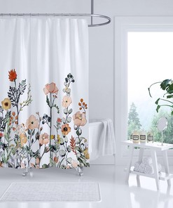 Cute Flower Shower Curtain with Wildflower Patterns for Farmhouse Bathroom