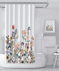 Cute Flower Shower Curtain with Wildflower Patterns for Farmhouse Bathroom