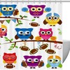 Cute Football Animal Owl Shower Curtain for Sporty Bathroom Decor