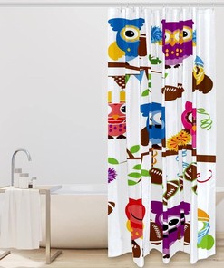 Cute Football Animal Owl Shower Curtain for Sporty Bathroom Decor