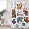 Cute Forest Animals Linen Shower Curtain for Bathroom 