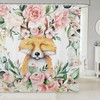 Cute Forest Wildlife Flower Cartoon Bathroom Curtain for Kids Boys Girls Room Decor