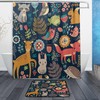 Cute Fox Frog Owl Print Shower CurtainWoodland Animals Bathroom Decor for Women & Kids