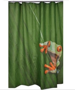 Cute Frog Design Bathroom Waterproof Fabric Shower Curtain