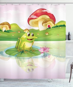 Cute Frog Nature Lake Artprint Shower Curtain - Lovely Bathroom Decoration