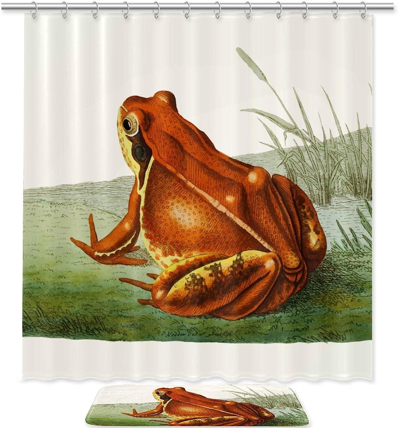 Cute Frog Pattern Waterproof Shower Curtain - Perfect For Kids' Bathroom