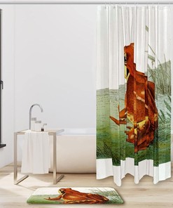 Cute Frog Pattern Waterproof Shower Curtain - Perfect For Kids' Bathroom