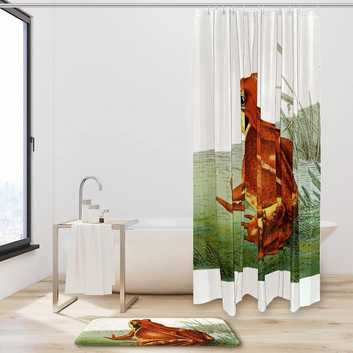 Cute Frog Pattern Waterproof Shower Curtain - Perfect For Kids' Bathroom