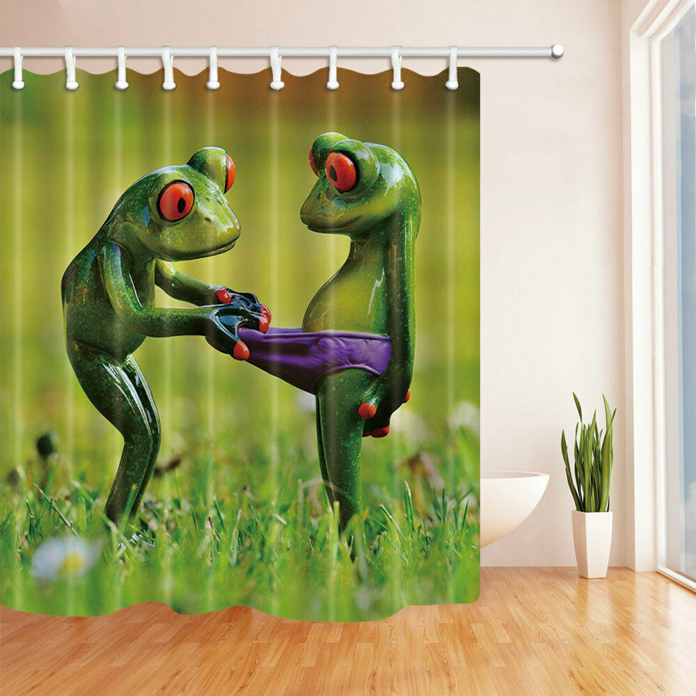 Cute Frog Print Shower Curtain