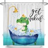 Cute Frog in Turquoise Bathtub Print Shower Curtain for Kids Bath