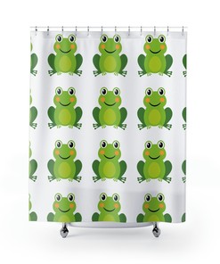 Cute Froggy Print Fabric Shower Curtain for Kids Bathroom