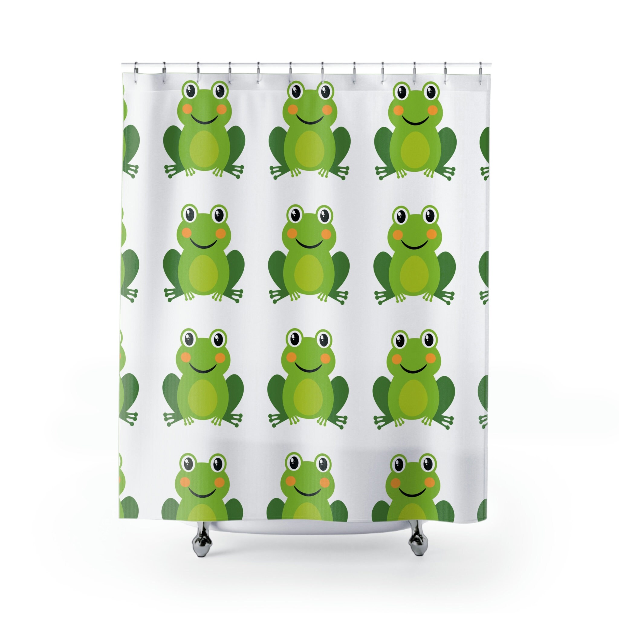 Cute Froggy Print Fabric Shower Curtain for Kids Bathroom